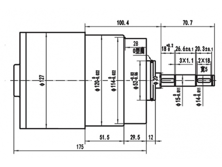 Motor de acionamento (eixo horizontal / deslocamento horizontal) 900W (3700 RPM), PMDC motor sem escova TF110AH1
