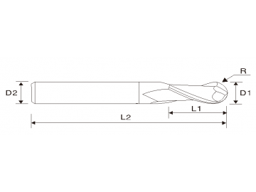 Fresa helicoidal 37º de ponta cónica, comprimento longo EMA06 (estria dupla)