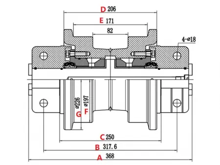 Rolete de esteira para bulldozer Caterpillar D5H