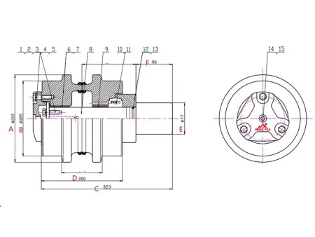 Rolete superior para escavadora Caterpillar E345