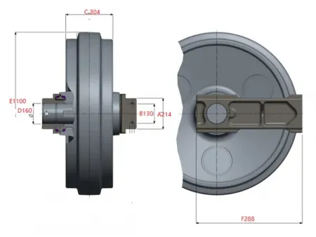 Roda guia para escavadora Hitachi EX1900
