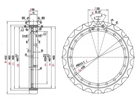Roda motriz para escavadora Komatsu PC300