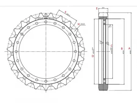 Roda motriz para escavadora Caterpillar E350