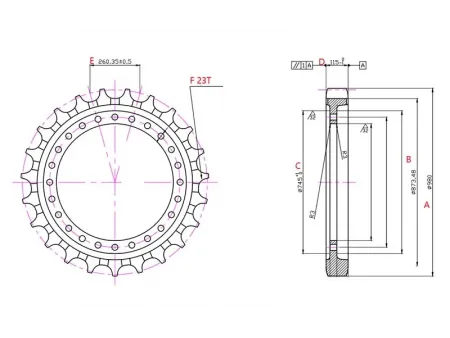Roda motriz para escavadora Volvo EC950