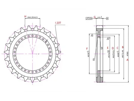 Roda motriz para escavadora Volvo EC700