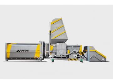 Estação de transferência com compactação de resíduos sólidos, tipo horizontal e split Estação de transferência com compactação de resíduos sólidos, tipo horizontal e split