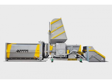 Estação de transferência com compactação de resíduos sólidos, tipo horizontal e split