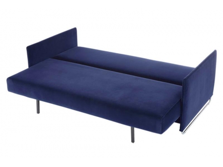 Sofá-cama de tecido com estrutura metálica