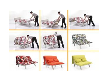 Sofá-cama dobrável com estrutura metálica