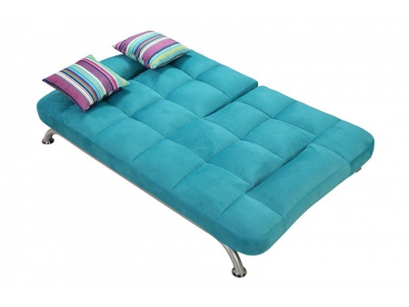 Sofá-cama de tecido com estrutura metálica