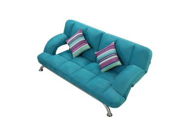 Sofá-cama de tecido com estrutura metálica