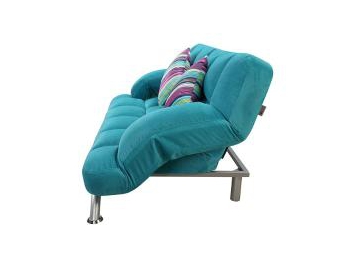 Sofá-cama de tecido com estrutura metálica