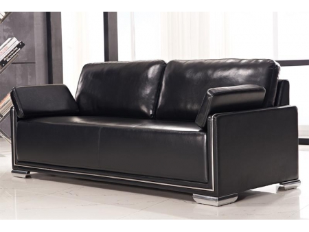 Sofá de couro preto para recepção