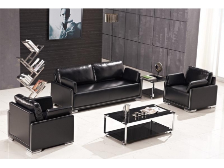 Sofá de couro preto para recepção