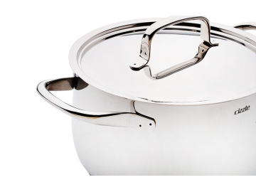 Caçarola de aço inoxidável, caçarola com alça de metal oco