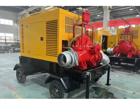 Bomba de sucção dupla montada com carreta