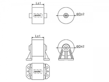 Capacitor eletrolítico para partida de motor AC, axial